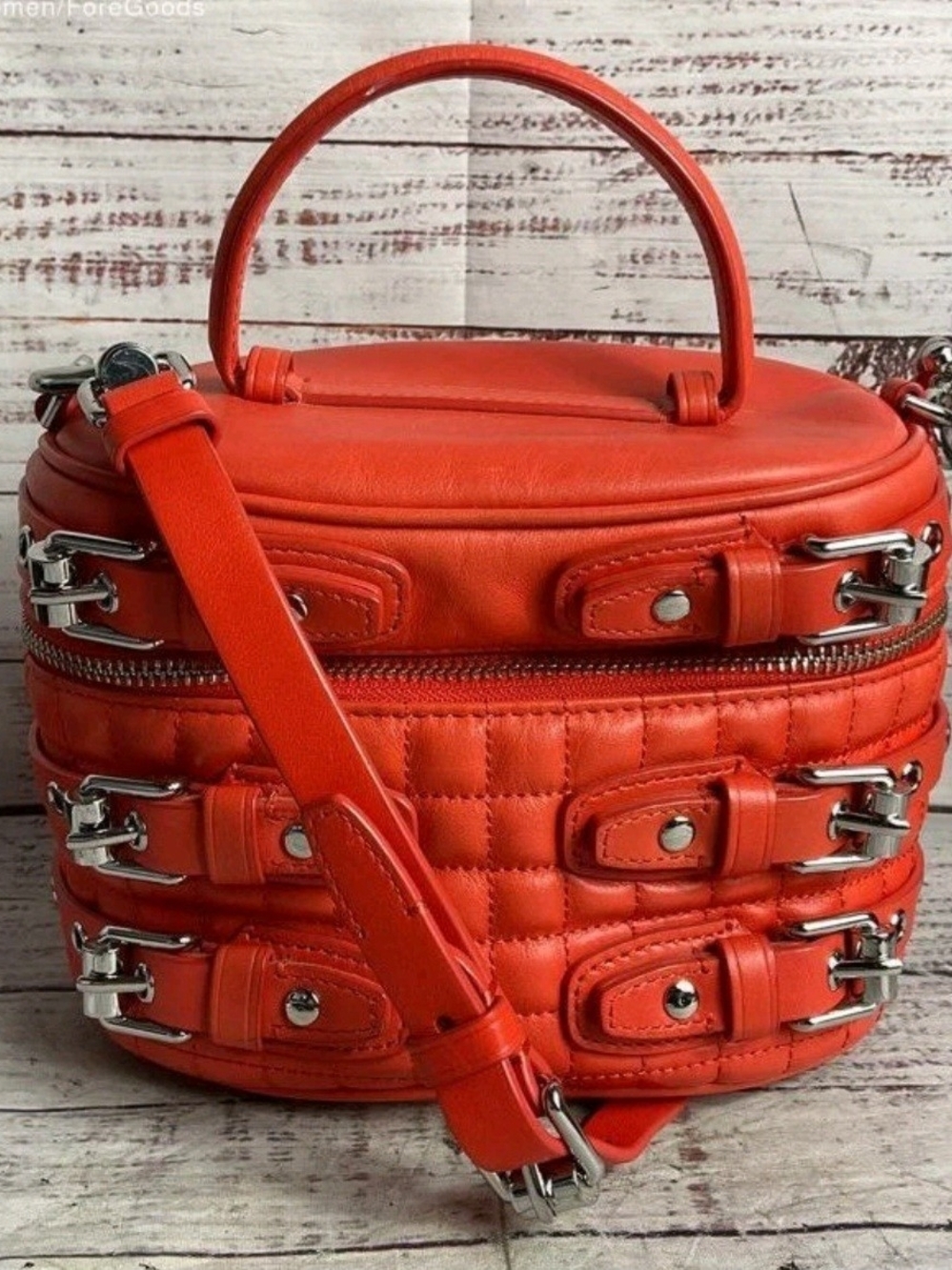 Rebecca Minkoff Hitch Hiker Oblong Moto Crossbody Bag Red Orange